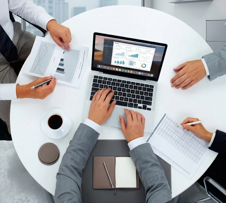 Sleek cloud-based payroll dashboard on a laptop